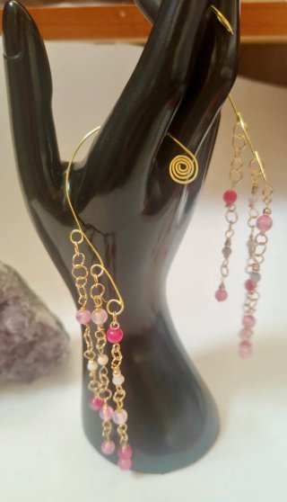 Orecchini ear cuff agata rosa oro