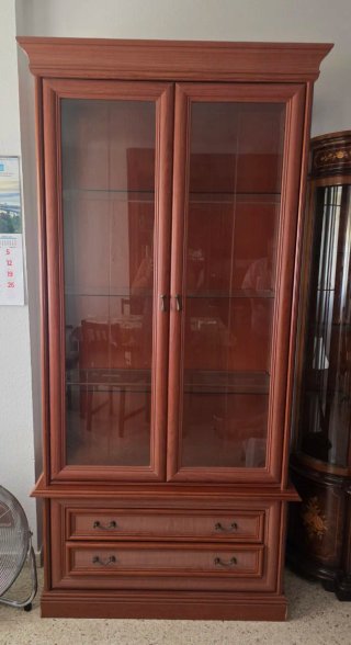 Mueble de salón madera vitrina cajones