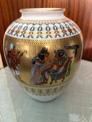 Jarrón Egipcio Porcelana KAISER Dorado Multicolor