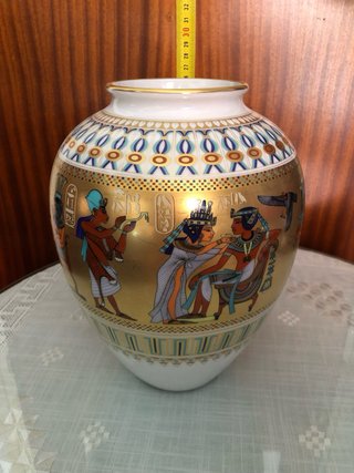 Jarrón Egipcio Porcelana KAISER Dorado Multicolor