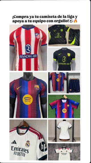 Camisetas de fútbol de cualquier equipo