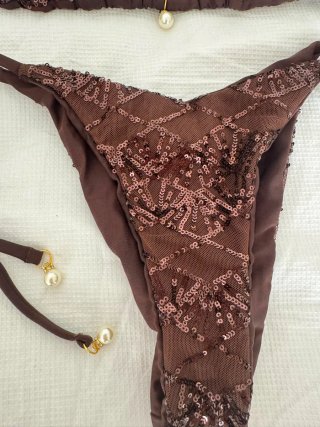 Bikini lentejuelas marrón y dorado