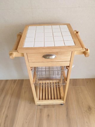 Mesita auxiliar cocina madera y metal