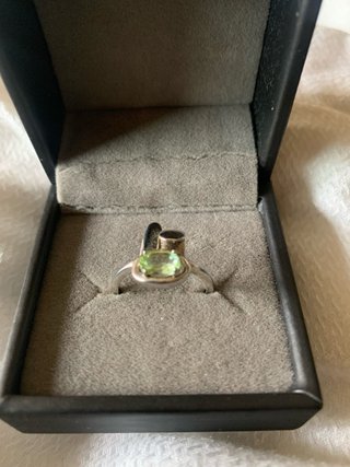 Anillo Plata Topacio Verde Ovalado