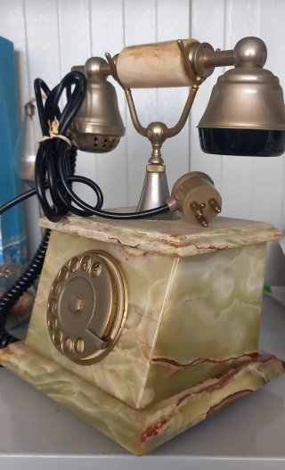 Telefono vintage in onice,ottone e oro 18 k