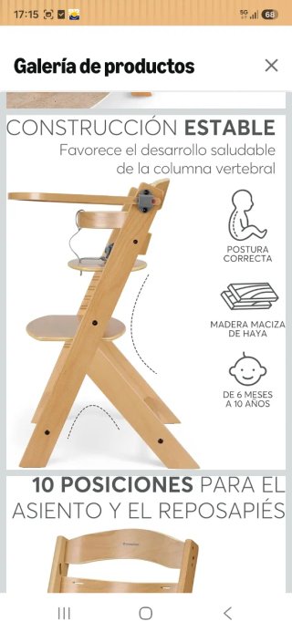 Trona infantil de madera Kinderkraft