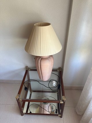 Mesa rinconera cristal y madera