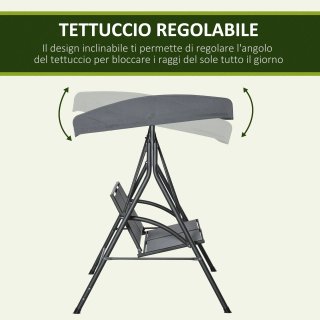 Dondolo a 2 Posti da Giardino Tettuccio Regolabile