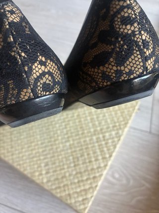 Zapatos planos Truco encaje negro y beige