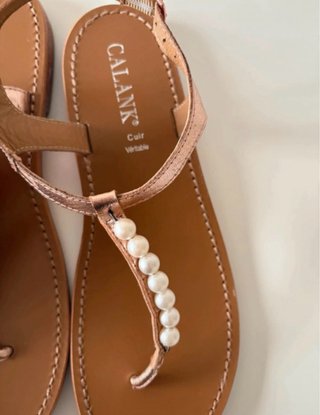 Sandalias Calank Talla 41 Rosadas Perlas