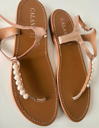Sandalias Calank Talla 41 Rosadas Perlas