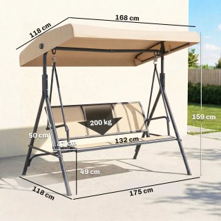 Dondolo da Giardino a 3 Posti con Tettuccio Beige