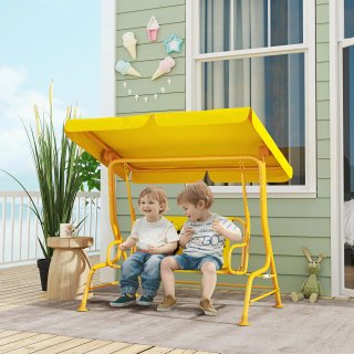 Dondolo per Bambini da Esterno a 2 Posti Giallo