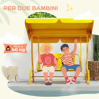 Dondolo per Bambini da Esterno a 2 Posti Giallo