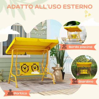 Dondolo per Bambini da Esterno a 2 Posti Giallo
