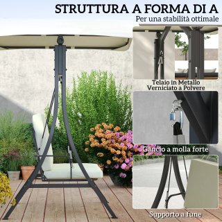 Dondolo da Giardino 2 Posti Tettuccio Regolabile