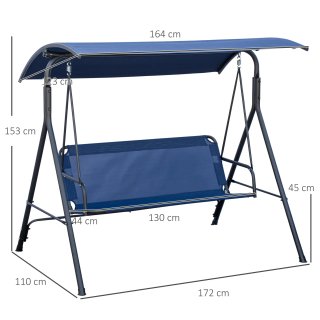 Dondolo da Giardino 3 Posti Tettuccio Regolabile
