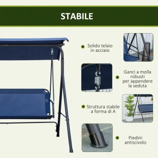Dondolo da Giardino 3 Posti Tettuccio Regolabile