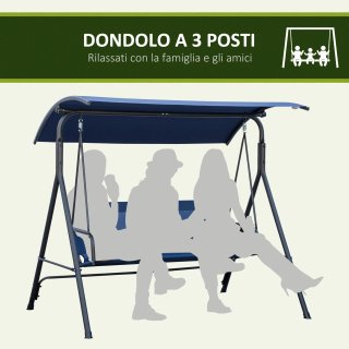 Dondolo da Giardino 3 Posti Tettuccio Regolabile