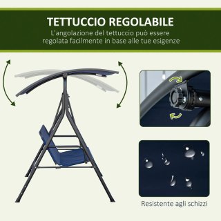 Dondolo da Giardino 3 Posti Tettuccio Regolabile