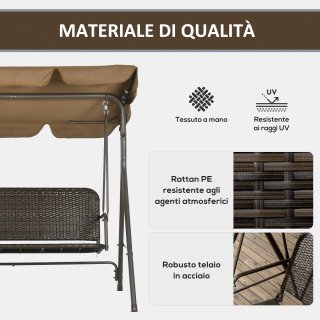 Dondolo da Giardino 3 Posti Tettuccio Regolabile