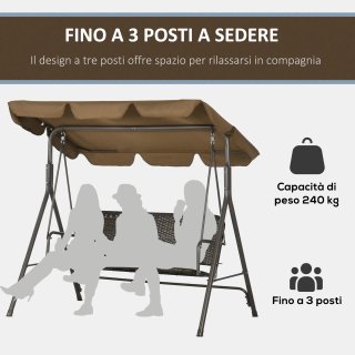 Dondolo da Giardino 3 Posti Tettuccio Regolabile