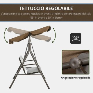 Dondolo da Giardino 3 Posti Tettuccio Regolabile