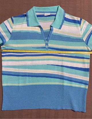 Blusa Lucia T38 Rayas Azul Turquesa
