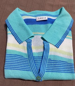 Blusa Lucia T38 Rayas Azul Turquesa