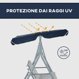 Dondolo da Giardino 3 Posti con Tetto Parasole