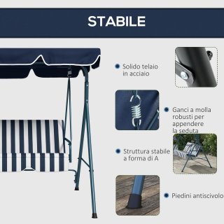 Dondolo da Giardino 3 Posti con Tetto Parasole
