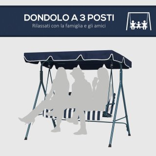 Dondolo da Giardino 3 Posti con Tetto Parasole