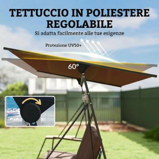 Dondolo da Giardino 3 Posti Tettuccio Regolabile