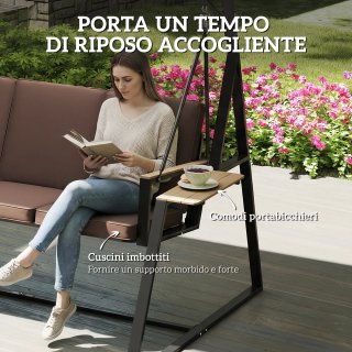 Dondolo da Giardino 3 Posti Tettuccio Regolabile