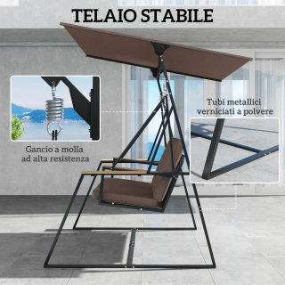 Dondolo da Giardino 3 Posti Tettuccio Regolabile