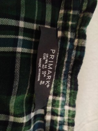 Camisa de cuadros verde Primark Talla M