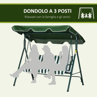Dondolo da Giardino 3 Posti in Acciaio e Teslin