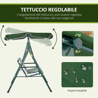 Dondolo da Giardino 3 Posti in Acciaio e Teslin