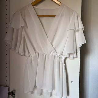 Blusa blanca volantes S/M