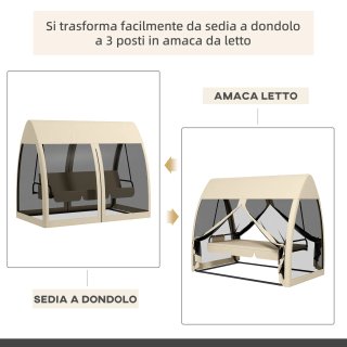 Dondolo da Giardino a 3 Posti 2 in 1 Convertibile