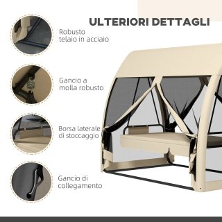 Dondolo da Giardino a 3 Posti 2 in 1 Convertibile