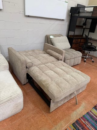 Sofá Cama Acolchado 1 Plaza Beige