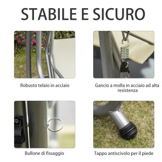 Dondolo Letto da Giardino 3 Posti Tetto Regolabile