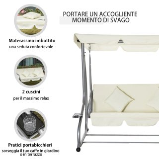 Dondolo Letto da Giardino 3 Posti Tetto Regolabile