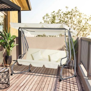Dondolo Letto da Giardino 3 Posti Tetto Regolabile