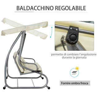 Dondolo Letto da Giardino 3 Posti Tetto Regolabile