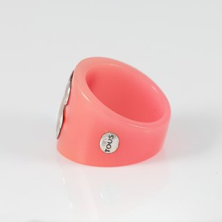 Anillo Tous de Resina rosa y Nácar motivo oso