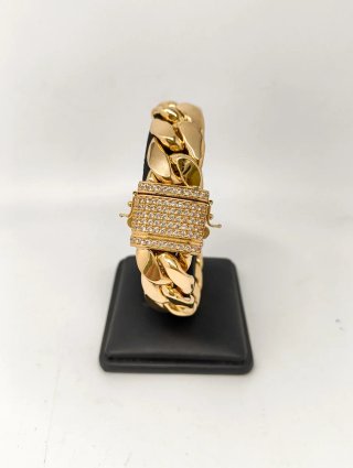 ORO NUEVO 18KT Pulsera Cubana 17mm grosor