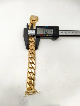 ORO NUEVO 18KT Pulsera Cubana 17mm grosor