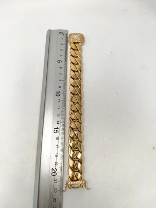 ORO NUEVO 18KT Pulsera Cubana 17mm grosor